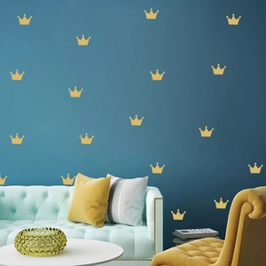 Minimaliste Nordique Stickers Muraux Couronne PVC Autocollants Amovibles Pour Chambre D'enfant Chambre Dortoir Décor Or Argent Noir Blanc DIY