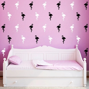 Minimalist black and white flamingo silhouette wall stickers for kids bedroom decor