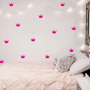 Stickers muraux couronne rose style nordique pour déco chambre fille et enfant
