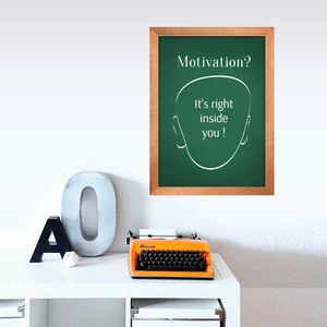 Abstract human face line art poster with motivational quote and premium wooden frame