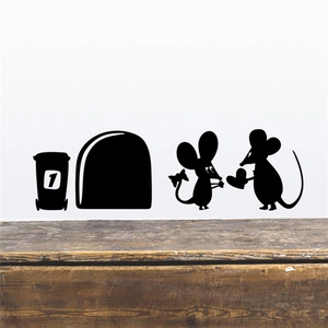 Funny Mouse Hole Wall Sticker PVC Silhouette Decal For Skirting Board Living Room Bedroom Corner Home Decoration