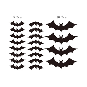 Detailed comparison of 5.3cm and 10.7cm black bat wall stickers for Halloween decor