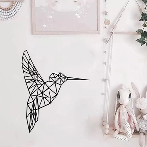 Modern Geometric Hummingbird Wall Sticker Removable PVC Art Decal For Home Living Room Bedroom Decoration Black Bird Graphic