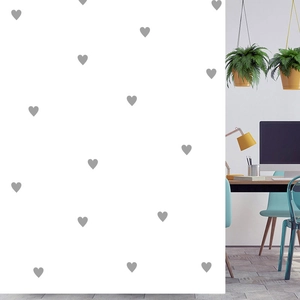 Detail of grey heart pattern wall stickers for minimalist kids room wall decoration