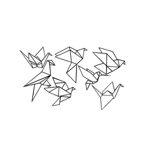 Minimalist geometric origami bird wall stickers in black vinyl for home decor