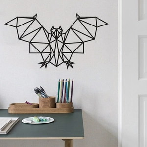 Modern black geometric bat wall sticker for bedroom and living room decor