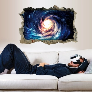 3D Wandaufkleber mit Weltraum-Galaxie-Motiv und realistischem Durchbruch-Effekt