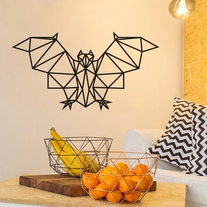 Modern geometric bat wall sticker in black for minimalist living room decor