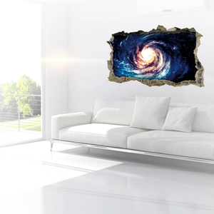 3D Wandtattoo mit Galaxie-Wirbel und Sternennebel für moderne Wohnzimmerdekoration