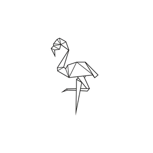 Detailed view of flamingo geometric wall sticker design in origami polygonal art style