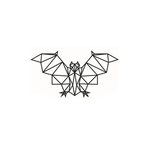 Close-up of geometric bat wall sticker with black low poly design for minimalist decor