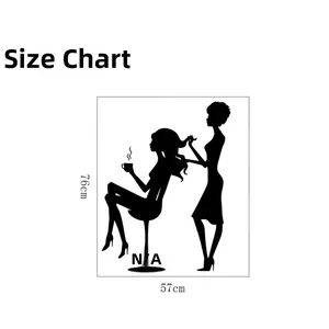 Tabella delle taglie con dimensioni 57cm per 76cm per l'adesivo murale del parrucchiere
