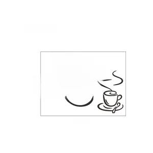 Detailed dimensions of coffee wall decal with Wake up text measuring 34cm x 24.9cm