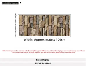 Dettaglio della carta da parati effetto pietra con dimensioni 100x45cm e trama realistica