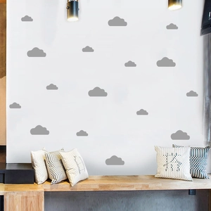 Nordic style grey cloud wall decals for kids room decoration on white background