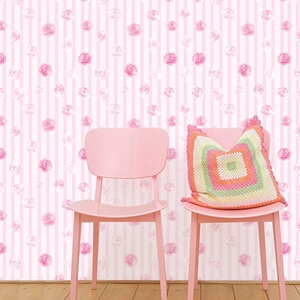 Pink Rose Floral Pattern Vertical Stripes PVC Self Adhesive Wall Sticker For Living Room Bedroom Home Decor Aesthetic Wallpaper