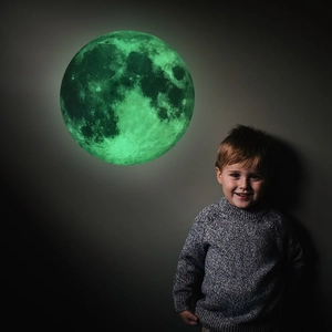 Glow In The Dark Moon Wall Sticker Realistic Lunar Surface PVC Luminous Decal For Kids Room Bedroom Home Decoration