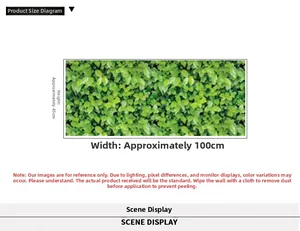 Detail of 45x100cm self-adhesive PVC wall sticker with green leaf pattern for home decor