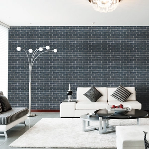 3D Self Adhesive Blue Gray Brick Pattern Wallpaper Waterproof PVC Wall Sticker For Living Room Kitchen Bedroom Decor