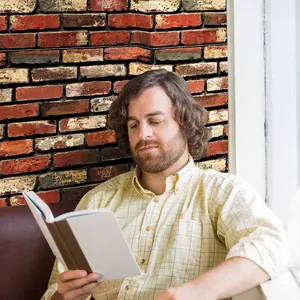 Self-adhesive 45cm natural brick pattern wallpaper with retro light yellow textured finish