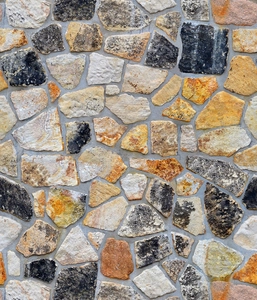 Detailed macro view of 3D stone texture self-adhesive wallpaper with realistic grout lines