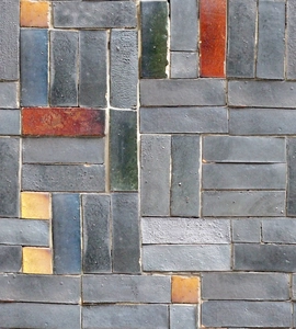 Self-adhesive stone brick wallpaper with industrial vintage dark grey and rust pattern