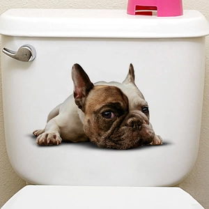 3D realistic French Bulldog wall sticker for bathroom toilet tank decoration