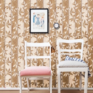 Retro Wood Grain Leaf Self-Adhesive Wall Sticker PVC Waterproof Wallpaper For Living Room Bedroom Background Home Decor