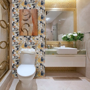 Self-adhesive stone pattern wallpaper for bathroom walls in multicolored PVC finish