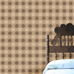 Self-adhesive round pattern wallpaper in warm brown for bedroom wall decoration
