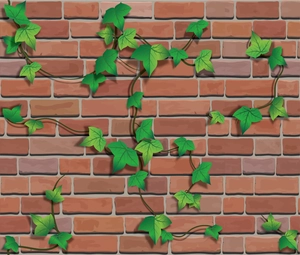 Self-adhesive red brick wallpaper with green ivy vine pattern for wall decoration
