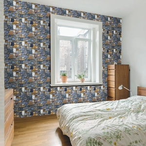 3D stone brick self-adhesive wallpaper for bedroom background wall decoration