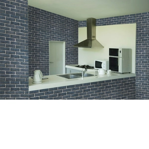 3D self-adhesive gray-blue brick pattern wallpaper for modern kitchen wall decoration