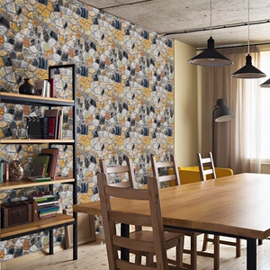 3D colorful stone texture self-adhesive wallpaper for modern restaurant wall decor