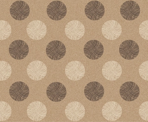 Detail of round pattern self-adhesive wallpaper with textured tan background in 45cm size