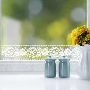 Autocollant de fenêtre en dentelle florale blanche avec motif de vigne pour décor