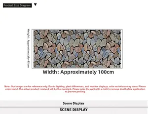 3D pebble stone wallpaper sticker, dimensions 100cm wide and 45cm high for home decor