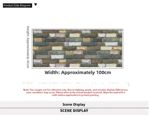 Detail showing self-adhesive stone texture wallpaper dimensions 45x100cm for home decor