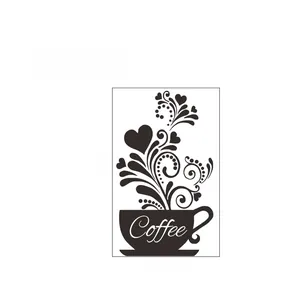 Detailansicht der Kaffee Wandsticker Maße 45cm mal 26,5cm mit Herz und Blumenmuster