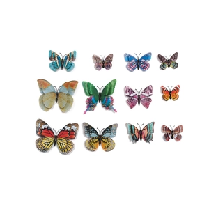 Set of 12 luminous 3D double-layer butterfly wall stickers in various colors and sizes