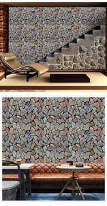 Detail of 3D irregular stone pattern wallpaper with realistic rock textures for wall