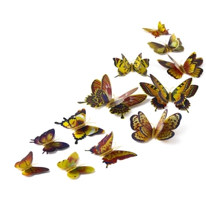 Lot de 12 stickers muraux papillons 3D double couche aux motifs réalistes et colorés