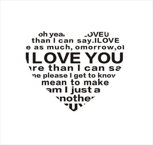 Minimalist I LOVE YOU heart-shaped wall sticker design with creative English typography