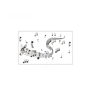 Detailed wall sticker layout with musical notes and staff measuring 100cm by 60cm