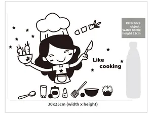 Detail view of 'Like cooking' cartoon chef wall sticker measuring 30x25cm for kitchen decor
