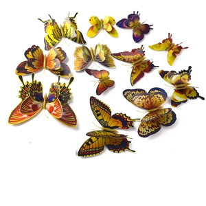 Lot de 12 stickers muraux papillon 3D double couche dorés avec motifs colorés variés