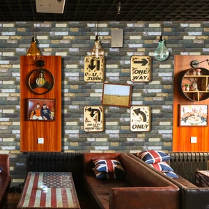 3D embossed industrial vintage brick wall sticker for loft living room and home decor