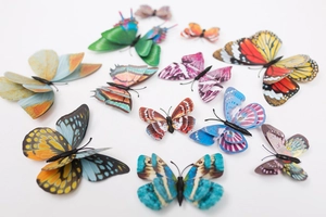 Set of 12 luminous 3D double-layer butterfly wall stickers in vibrant mixed colors