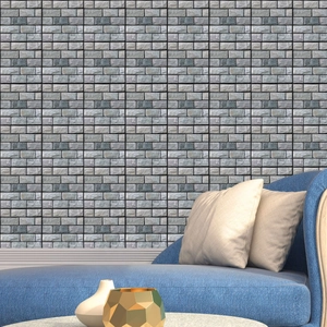 Modern gray blue brick texture self-adhesive PVC wall sticker for living room decoration