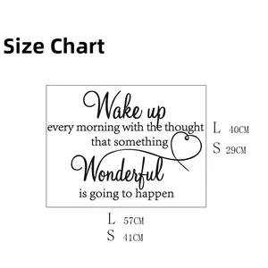Guida alle taglie per adesivo murale Wake Up con misure S 41x29cm e L 57x40cm